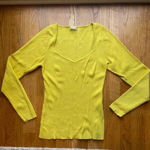 Anthropologie Sweetheart Neck Sweater in Mustard